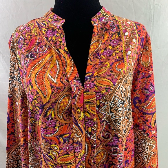 Paisley Print Notched Neckline Blouse - Picture 6 of 8